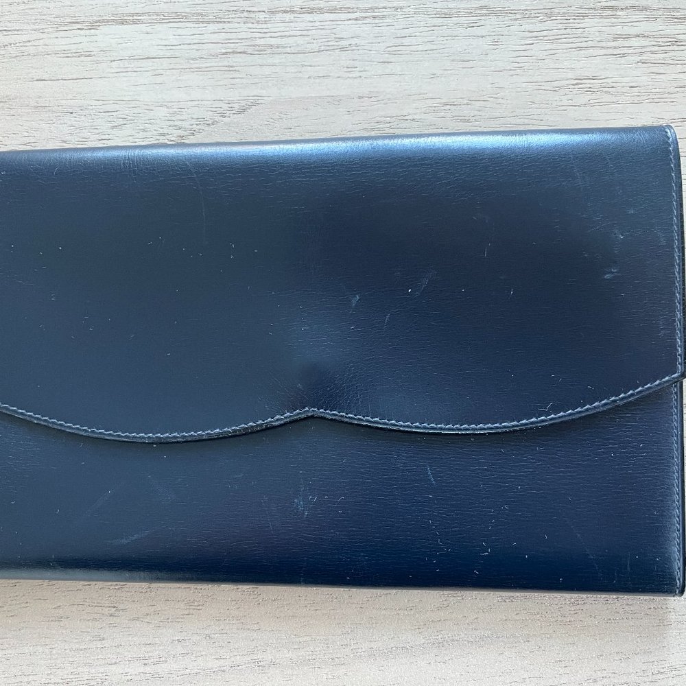 BERGDOF GOODMAN Navy Leather Vintage Wallet